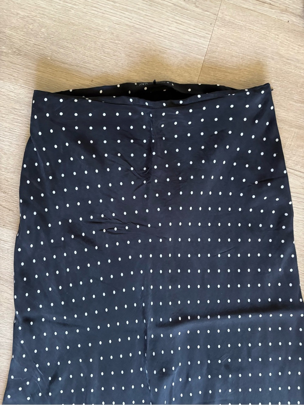 Zara Black Maxi Skirt with White Polka Dots - Picture 3 of 6